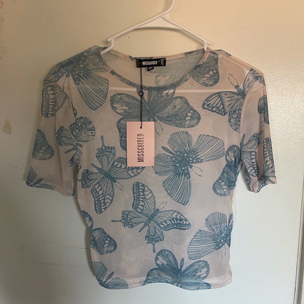 Missguided Butterfly Mesh Top
